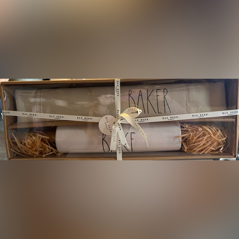 Rae Dunn White Baker Rolling Pin Gift Set